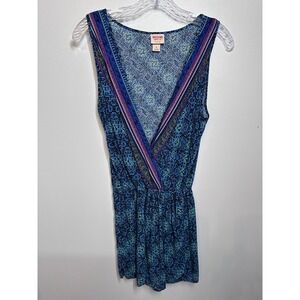 Mossimo Supply Co Womens Blue Geometric Medallion Surplice Romper Small